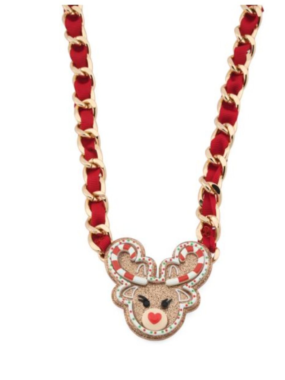 NWT BETSEY JOHNSON Reindeer Cookie Short Pendant Necklace Christmas holiday